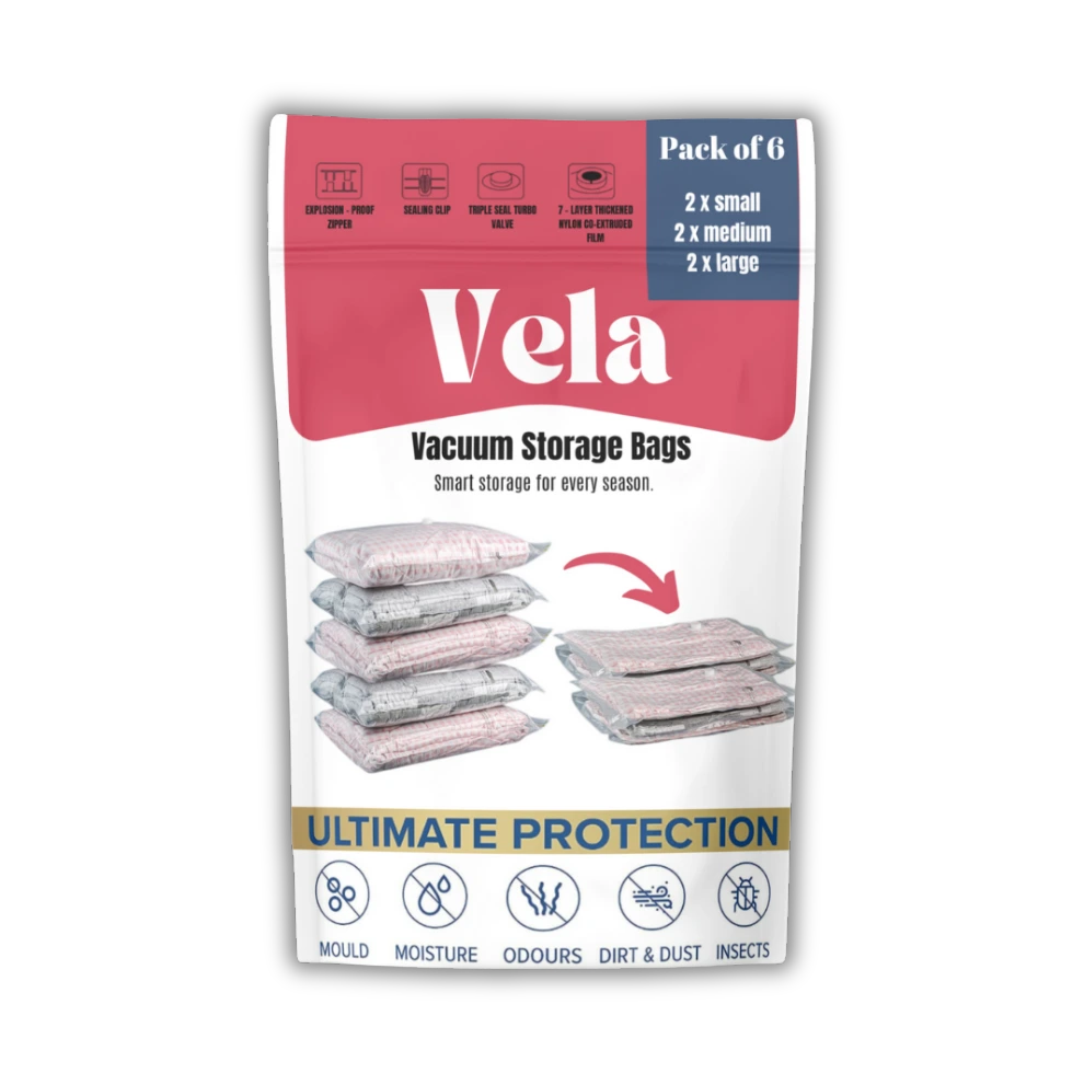 vacuum storage bags pack of 6 - 2 x small, 2 x medium, 2 x large